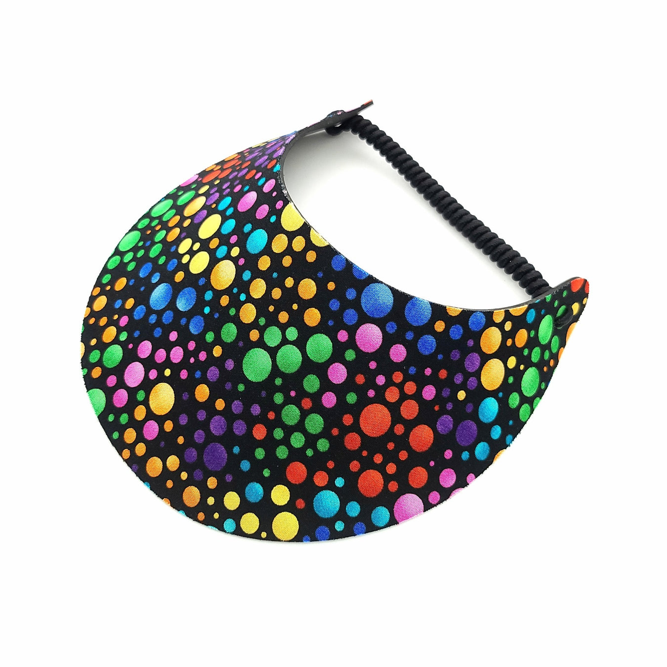 Fabric foam sun visors with adjustable coil lace band and hideable tuck away ends