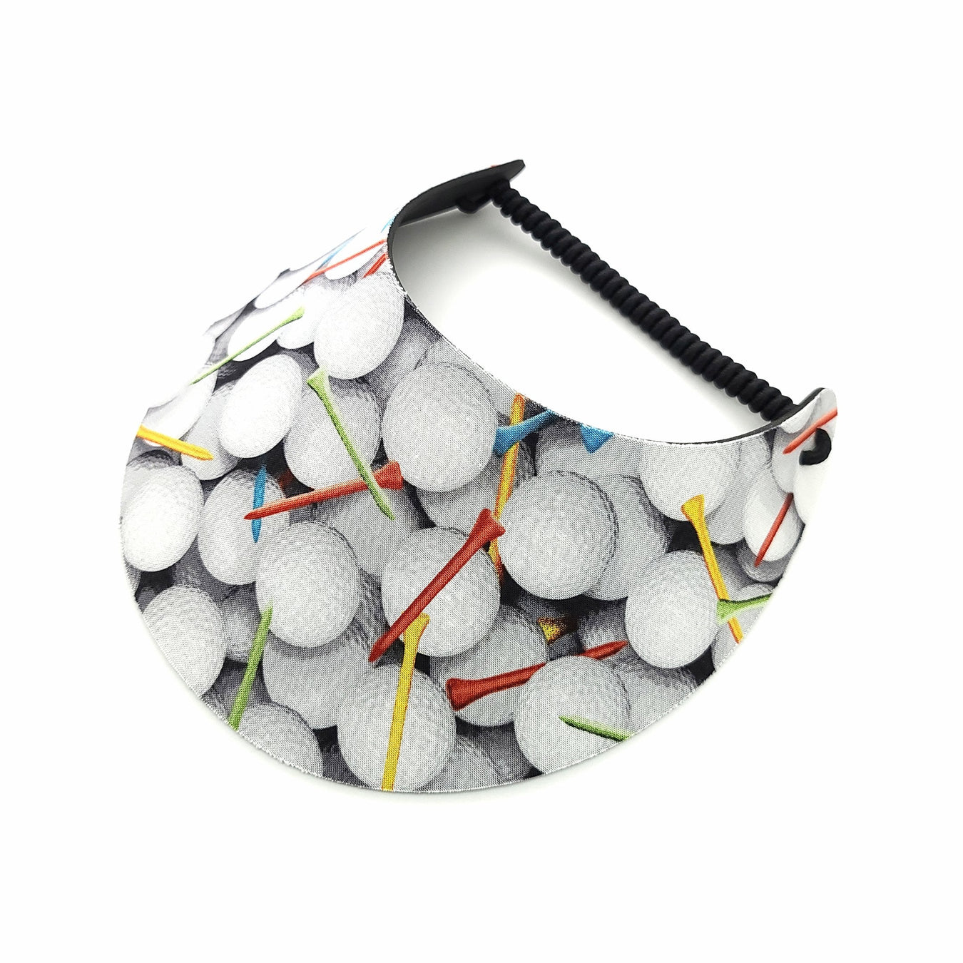 Golf themed prints fabric foam sun visors with adjustable coil lace band