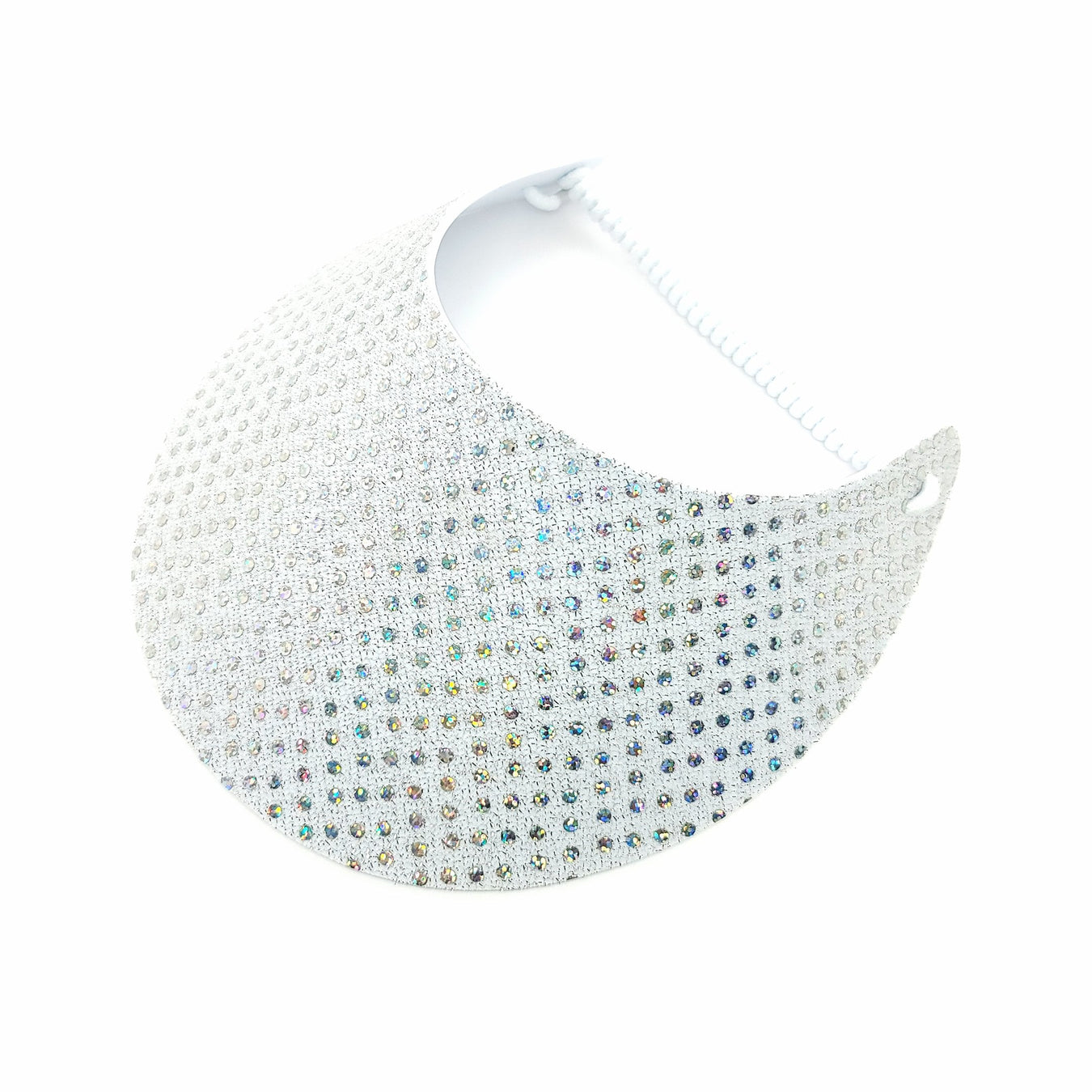 Headache free Glitz fabric foam sun visors with coil lace band