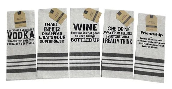 Alcohol and Friends Quote Dish Towel — Troy's Readers
