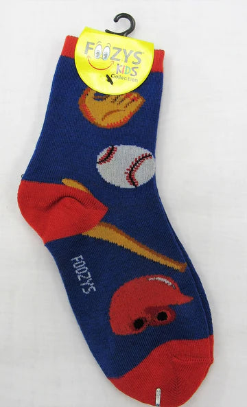 Baseball Socks Foozys Kids Unisex Crew Socks 