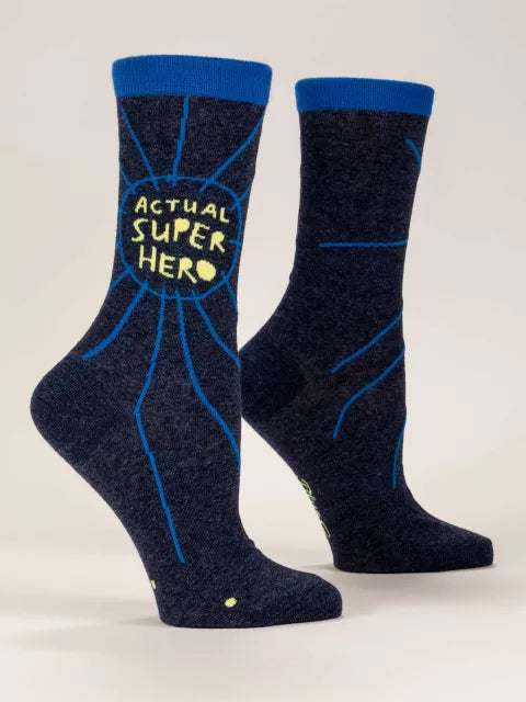 BlueQ Women Crew Socks Actual Super Hero Socks 
