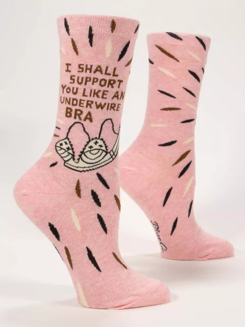 BlueQ Women Crew Socks I Shall Support You Like An Underwire Bra Socks 