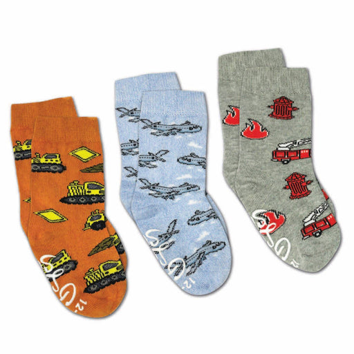 Good Luck Socks Kids Airplanes, Construction and Firefighter Socks 