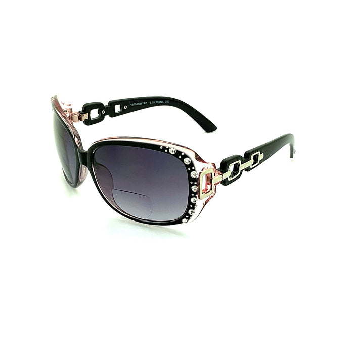Jazzed High Power Glitzy Rhinestone Bifocal Reading Sunglasses up to +6.00 Bifocal Reading Sunglasses 