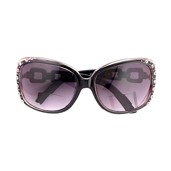 Jazzed High Power Glitzy Rhinestone Bifocal Reading Sunglasses up to +6.00 Bifocal Reading Sunglasses 