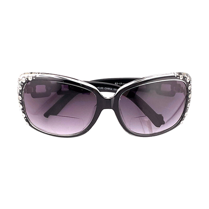 Jazzed High Power Glitzy Rhinestone Bifocal Reading Sunglasses up to +6.00 Bifocal Reading Sunglasses 