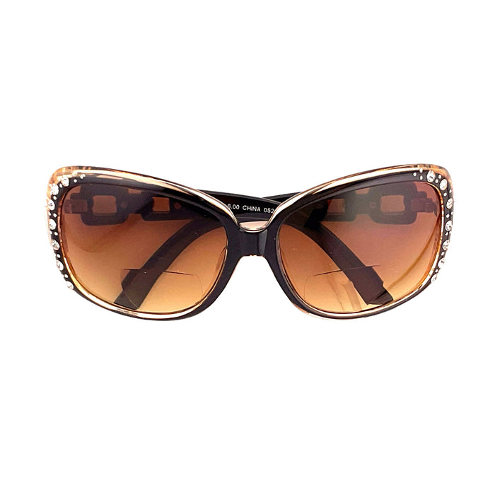 Jazzed High Power Glitzy Rhinestone Bifocal Reading Sunglasses up to +6.00 Bifocal Reading Sunglasses 