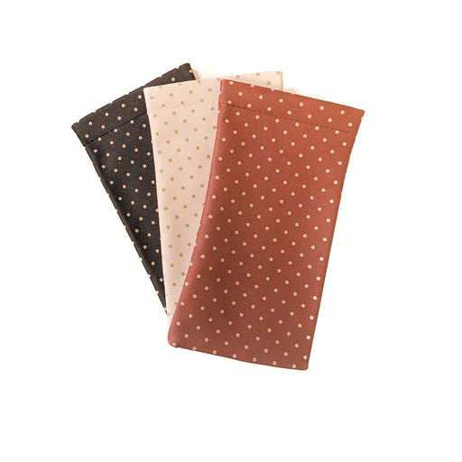 Large Squeeze Top Black Brown Tan Dots Snap Case With Attached Microfiber Cloth Eyewear Cases 