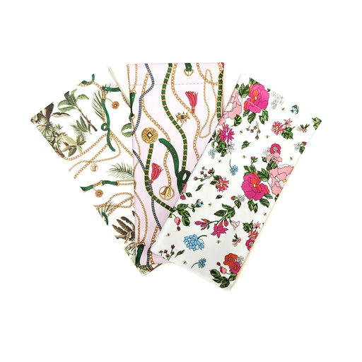 Large Squeeze Top Colorful Floral Belt & Palm Tree Snap Case With Attached Microfiber Cloth Eyewear Cases 