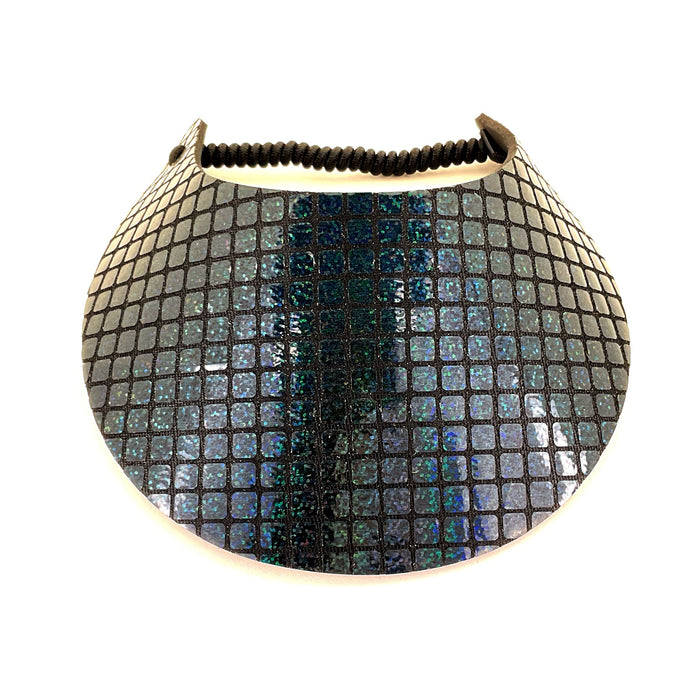 New Shiny Print Foam Sun Visor Foam Visors Shiny Black Squares Medium 