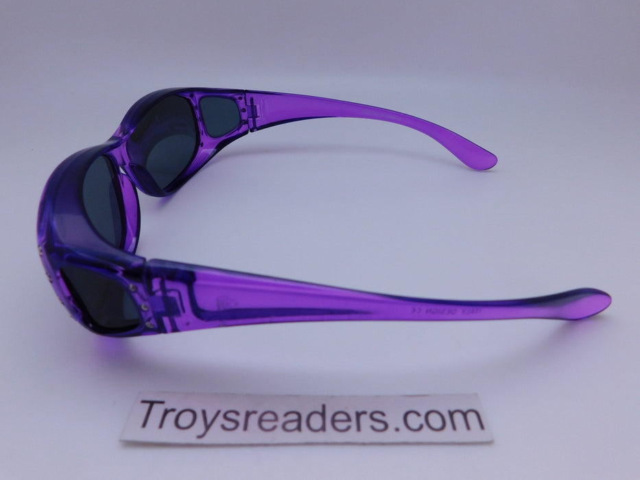 Polarized Translucent Double Temple Rhinestone Fits-Over Sunglasses in Six Colors Fit Over Sunglasses 