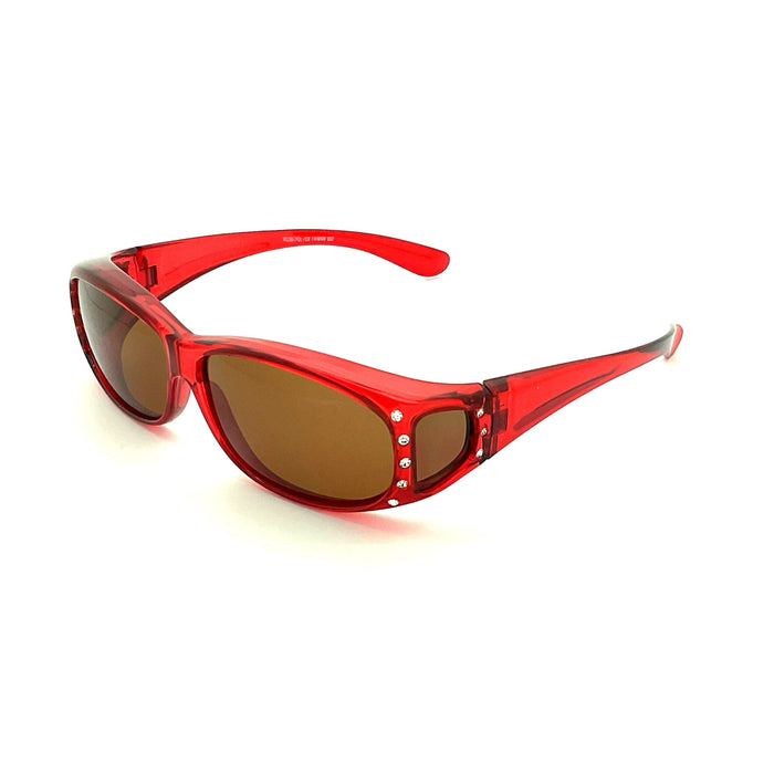 Polarized Translucent Double Temple Rhinestone Fits-Over Sunglasses Fit Over Sunglasses 