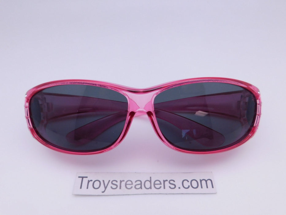 Polarized Translucent Double Temple Rhinestone Fits-Over Sunglasses in Six Colors Fit Over Sunglasses Pink Smoke 