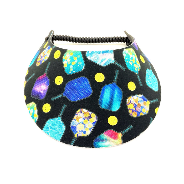 Premium Pickleball Patterns Foam Sun Visor Foam Visors Paddles on Black Medium 