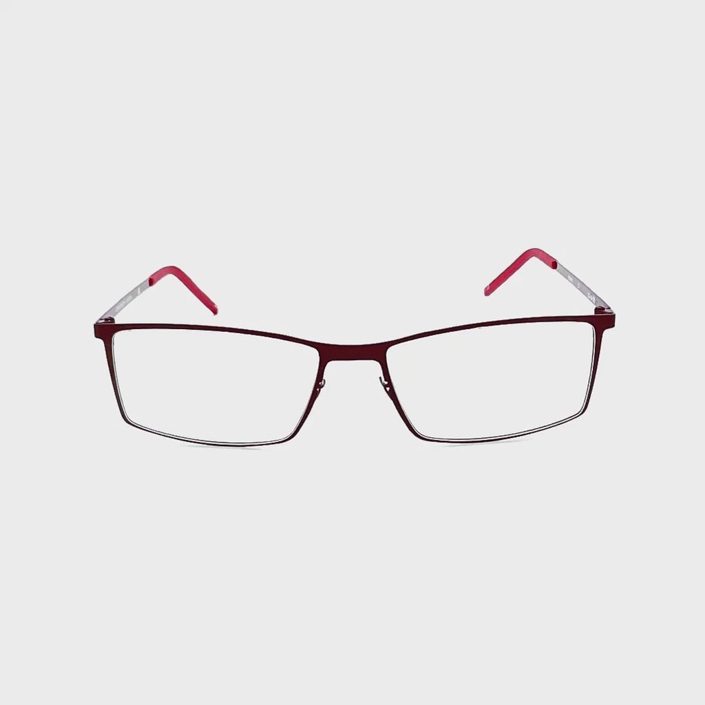 Cinzia Impact Rectangular Frame Metal Flex Reading Glasses with Case Red
