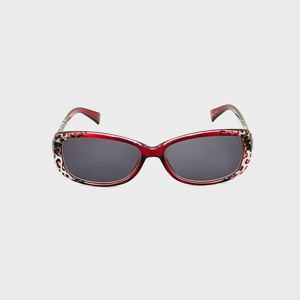 Snaps Oval Frame Fully Magnified Reading Sunglasses Up To +4.00 Red Frame