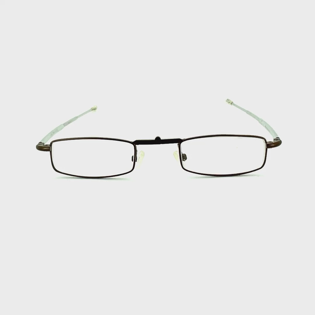 Trendies Pocket Eyes By Cinzia Rectangular Shape Folding Reading Glasses with Clamshell Metal Case Brown