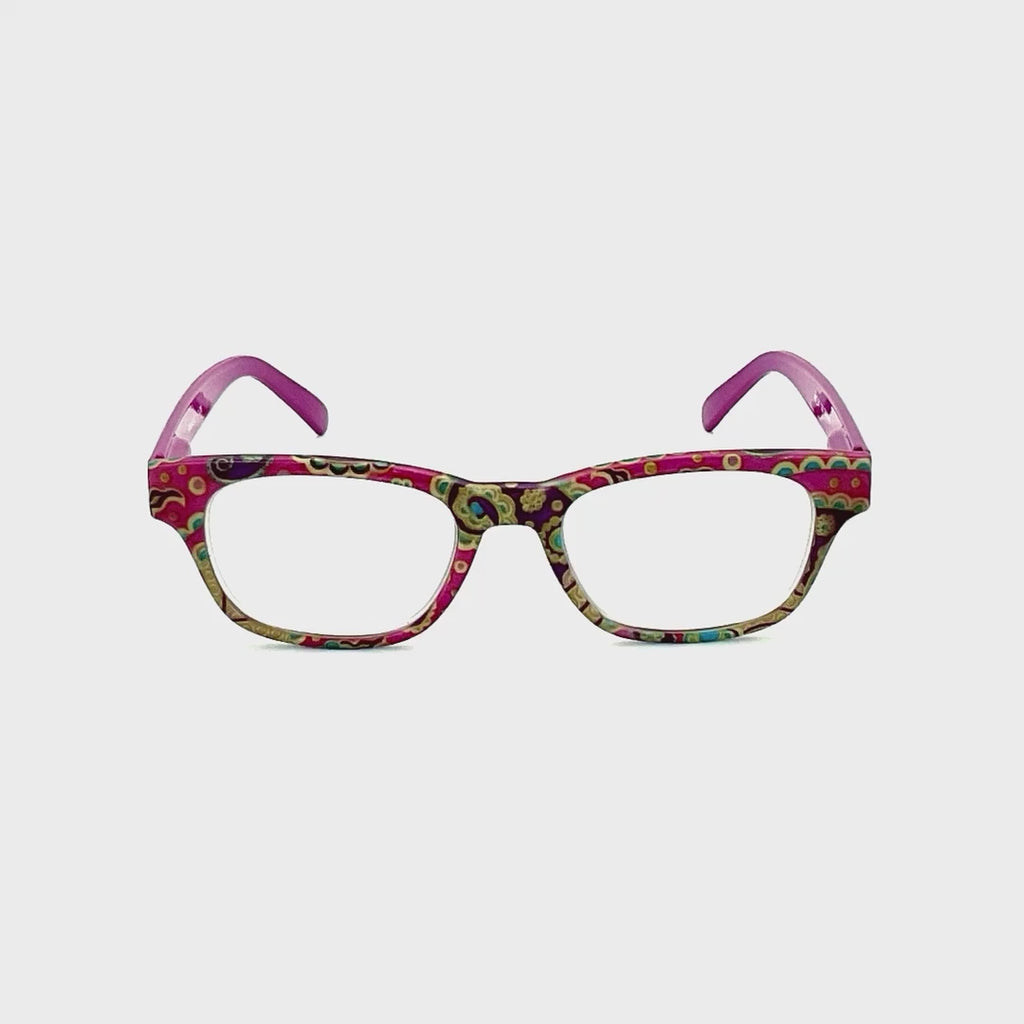 Poppin' and Lockin' Fully Magnified Colorful Reading Glasses With Matching Case Purple Frame