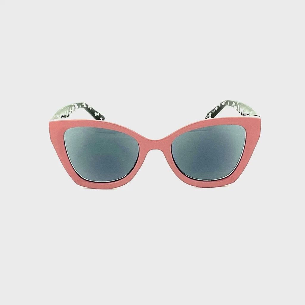 Psych Cat-Eye Frame Fully Magnified Reading Sunglasses Pink Frame
