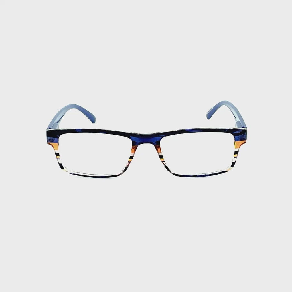 Off The Hook Rectangular Frame High Power Reading Glasses Up to +6.00 Blue