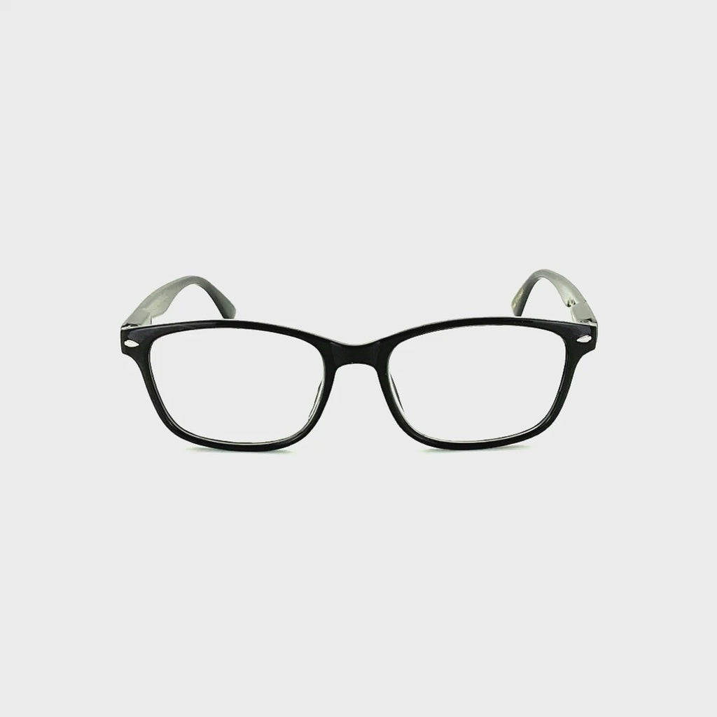 Hang Ten Wayfarer Style Reading Glasses With Spring Hinges Black Frame