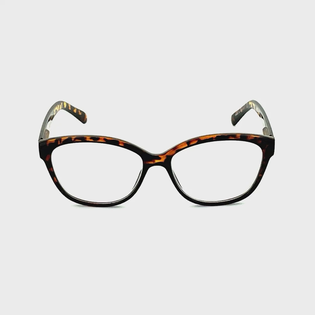 Cut A Rug High Power Large Oval Shape Spring Temple Reading Glasses up to +6.00 Tortoise Frame