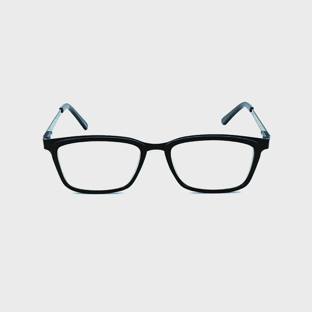 Righto Fully Magnified Rectangular Metal Frame Acetate Trim Reader. Black Frame