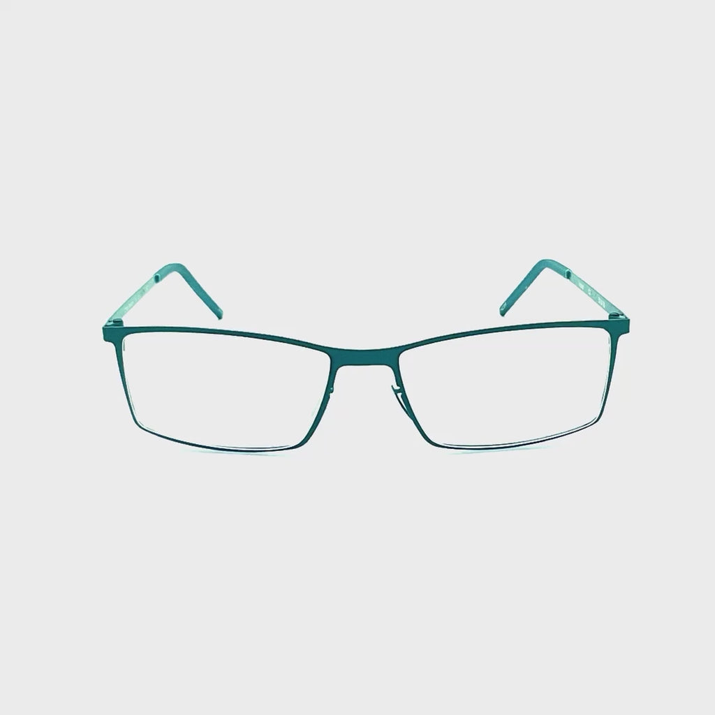 Cinzia Impact Rectangular Frame Metal Flex Reading Glasses with Case Teal Frame