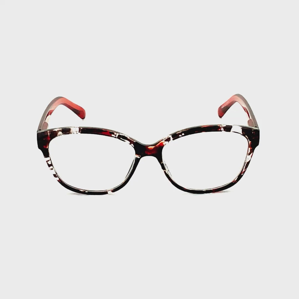 Cut A Rug High Power Large Oval Shape Spring Temple Reading Glasses up to +6.00 Red Frame