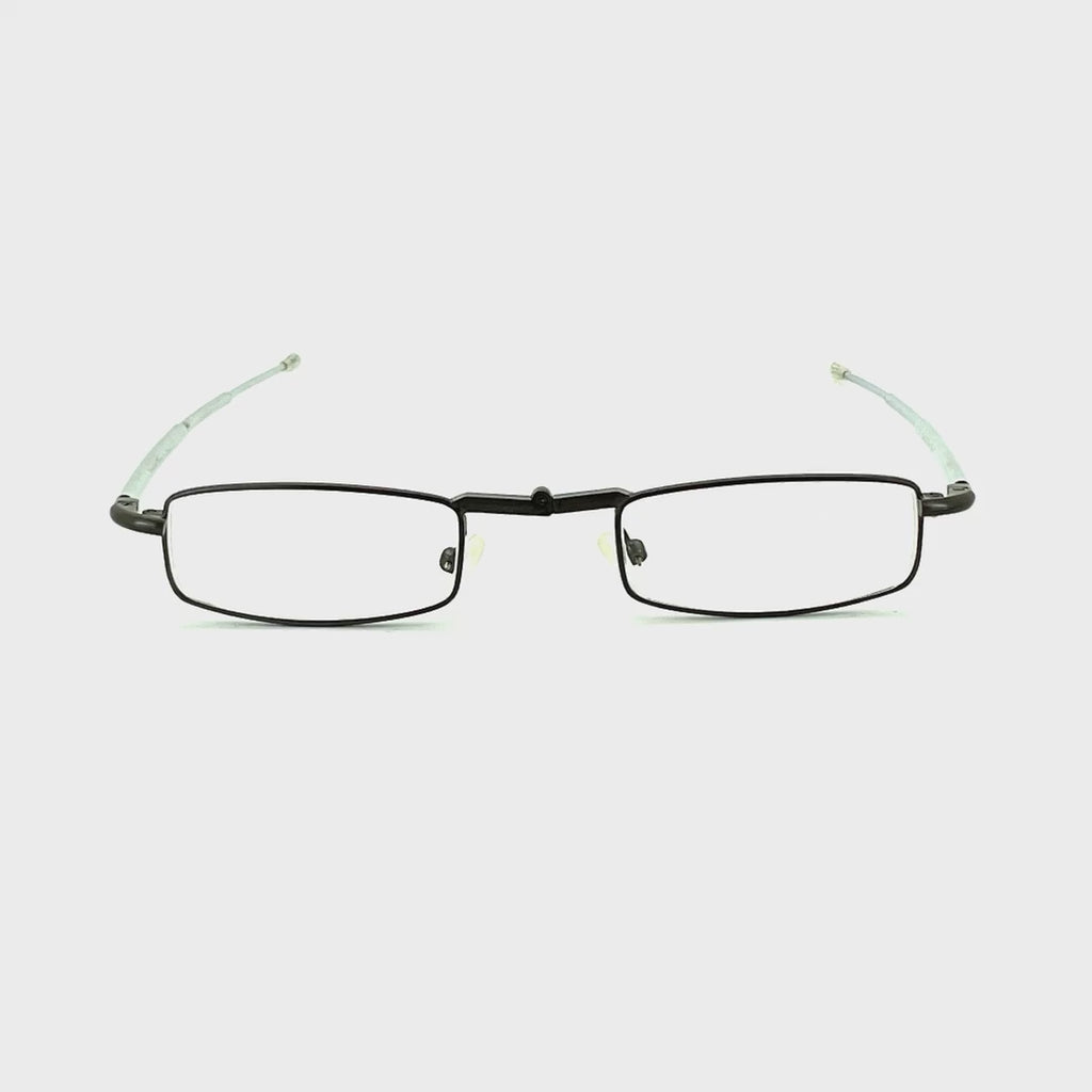 Trendies Pocket Eyes By Cinzia Rectangular Shape Folding Reading Glasses with Clamshell Metal Case Gun