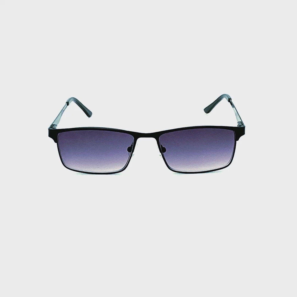 The Boss Fully Magnified Sunglass Rectangular Metal Frame Reader Sunglasses