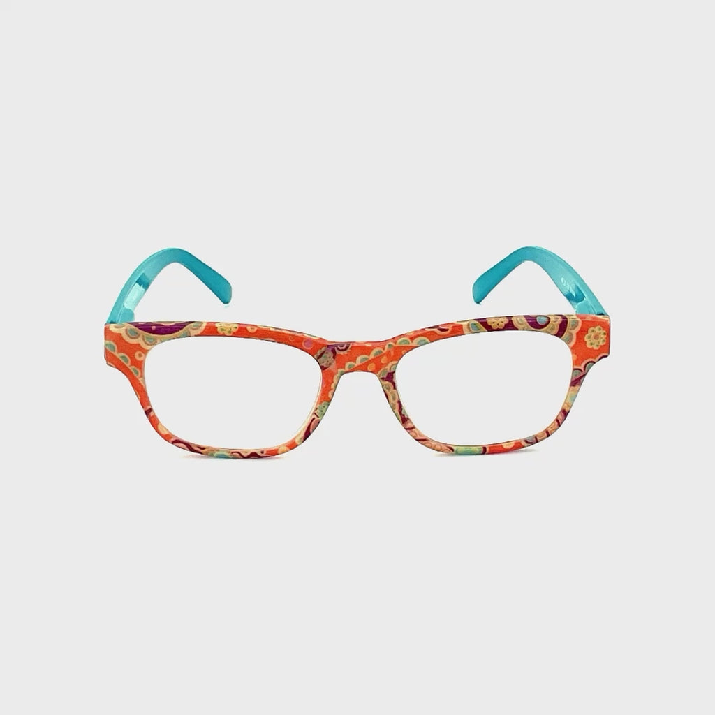 Poppin' and Lockin' Fully Magnified Colorful Reading Glasses With Matching Case Blue Frame