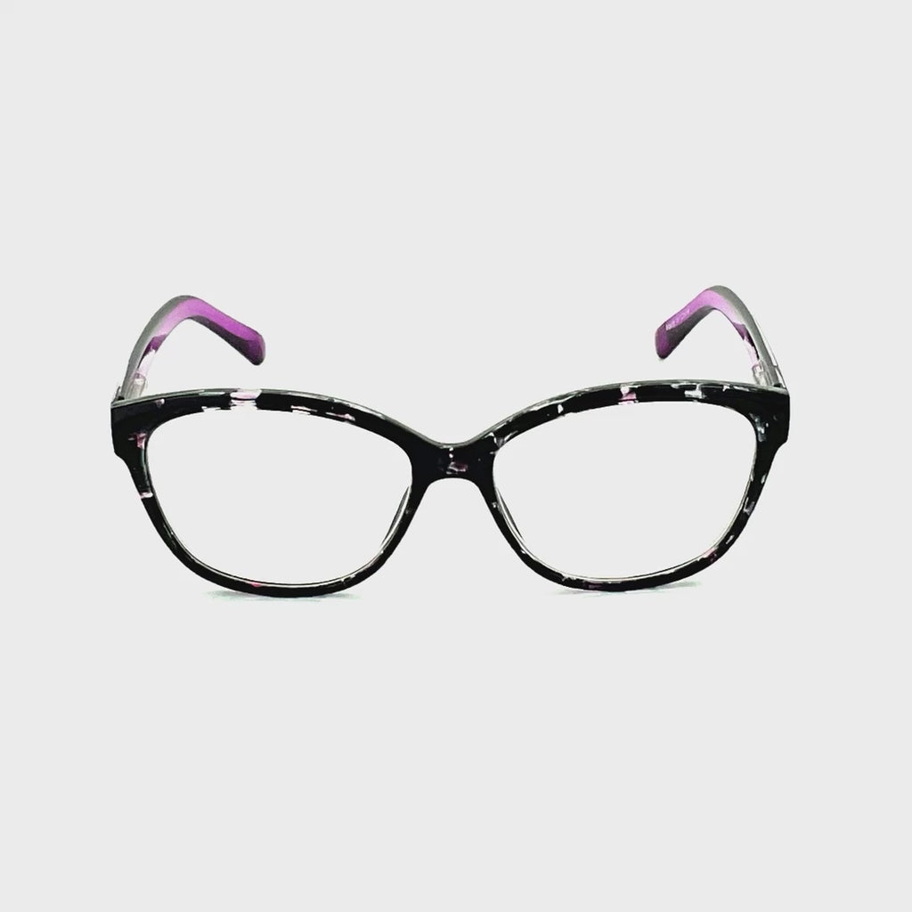 Cut A Rug High Power Large Oval Shape Spring Temple Reading Glasses up to +6.00 Purple Frame