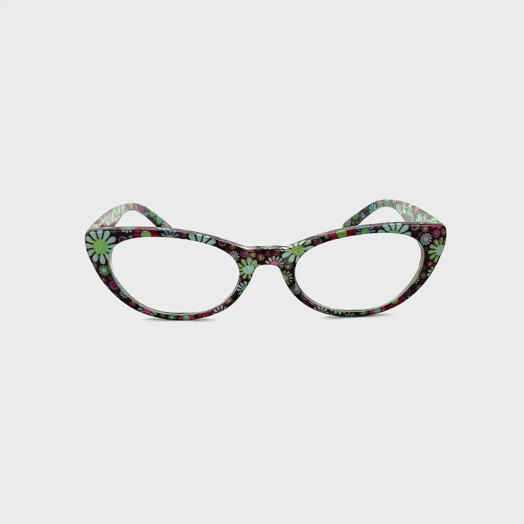 Flower Power Cateye Readers With Matching Case