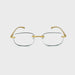 Schweet Fully Magnified Frameless Oval Reading Glasses with Aluminum Temples Gold Frame