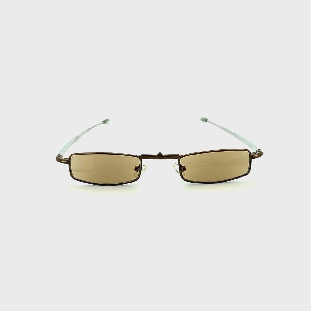 Trendies Pocket Eyes By Cinzia Rectangular Shape Folding Reading Sunglasses with Clamshell Metal Case Bronze