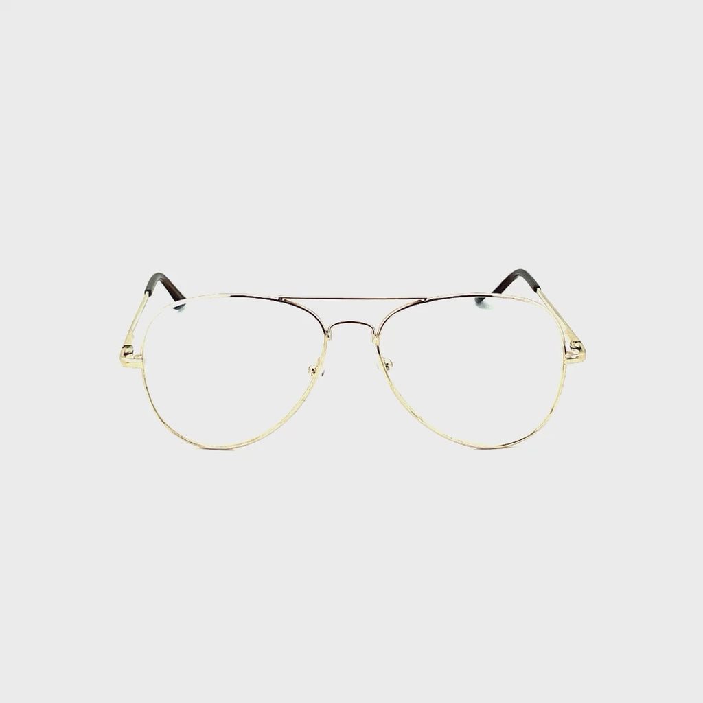 Bench Racing Fully Magnified Metal Frame Aviator Readers Gold Frame