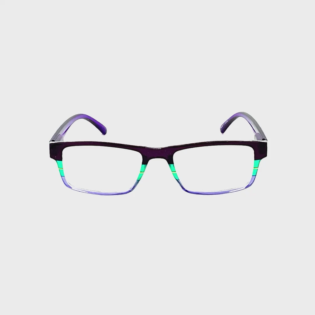 Off The Hook Rectangular Frame High Power Reading Glasses Up to +6.00 Purple