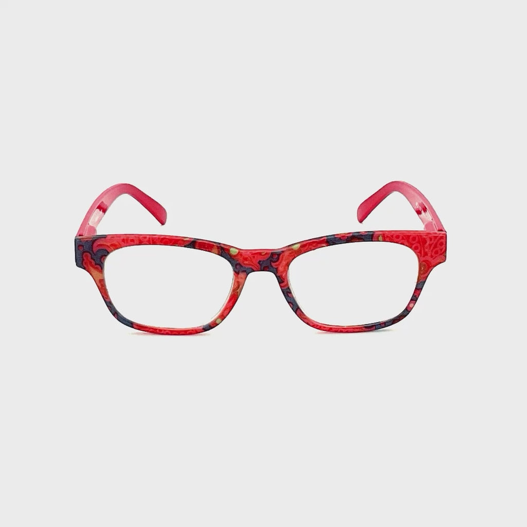 Poppin' and Lockin' Fully Magnified Colorful Reading Glasses With Matching Case Red Frame
