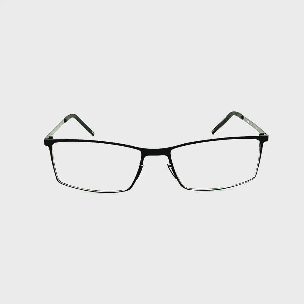Cinzia Impact Rectangular Frame Metal Flex Reading Glasses with Case Black Frame