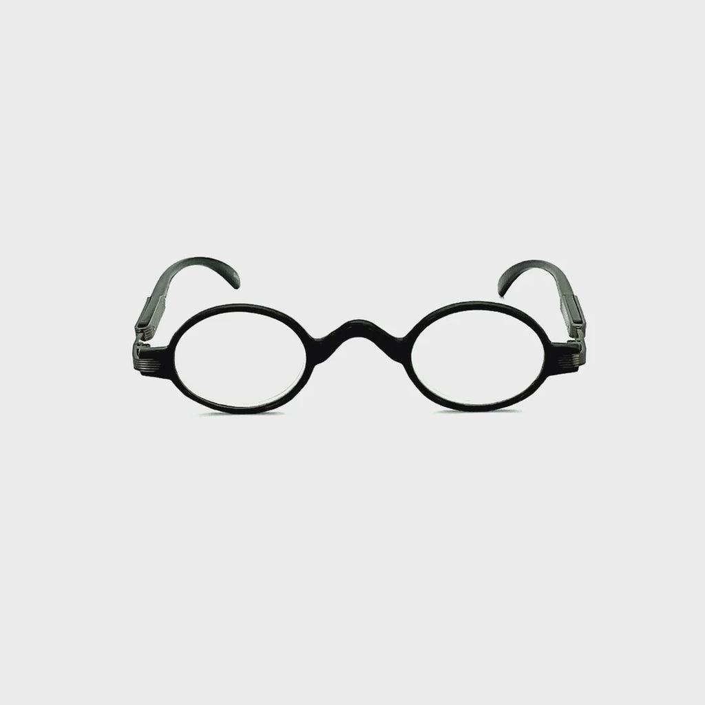 Bash Ears High Power Round Egg Shape Frame Reading Glasses up to +6.00 Black Frame