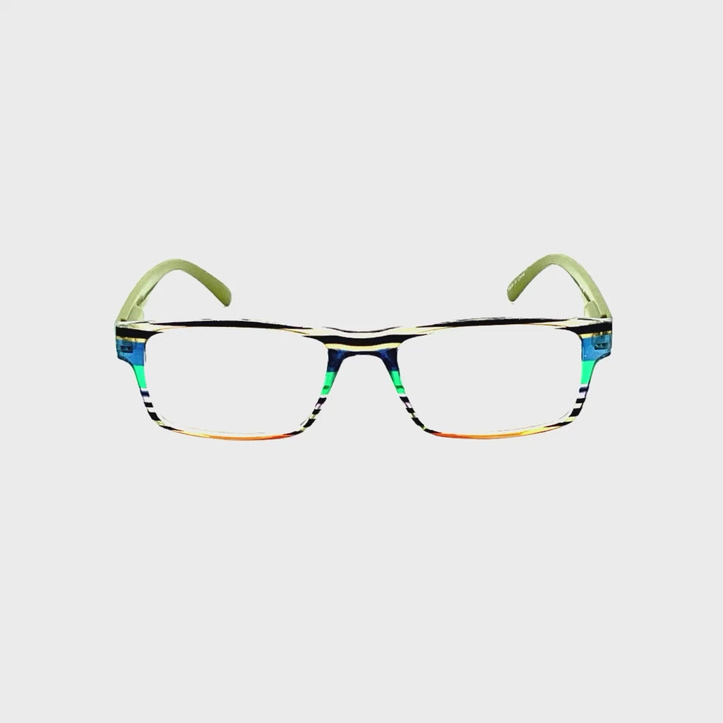 Off The Hook Rectangular Frame High Power Reading Glasses Up to +6.00 Green