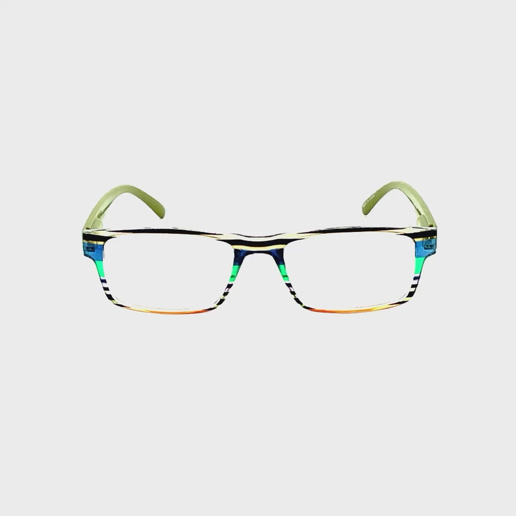 Off The Hook Rectangular Frame High Power Reading Glasses Up to +6.00 Green