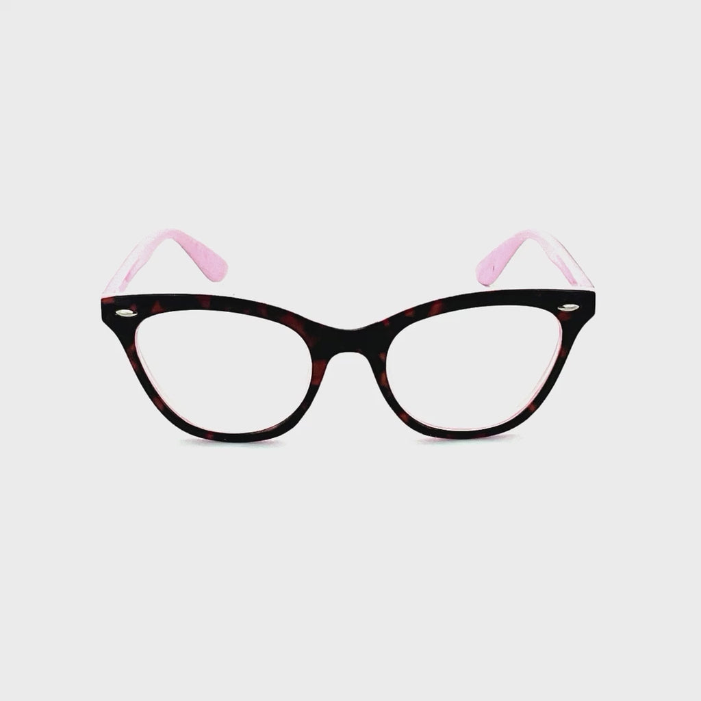 Hot Diggity Dog High Power Oval Cat Eye Shape Spring Temple Reading Glasses up to +6.00 Pink Frame