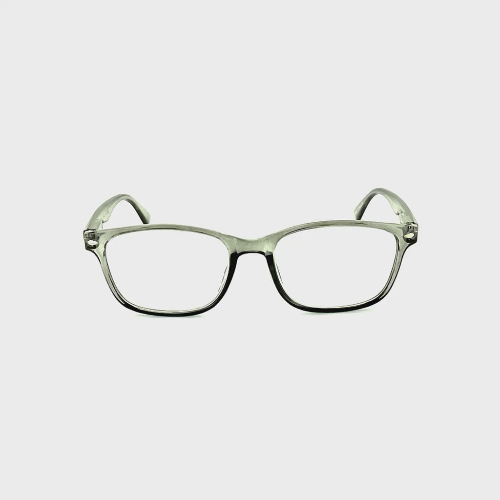 Hang Ten Wayfarer Style Reading Glasses With Spring Hinges Gray Frame