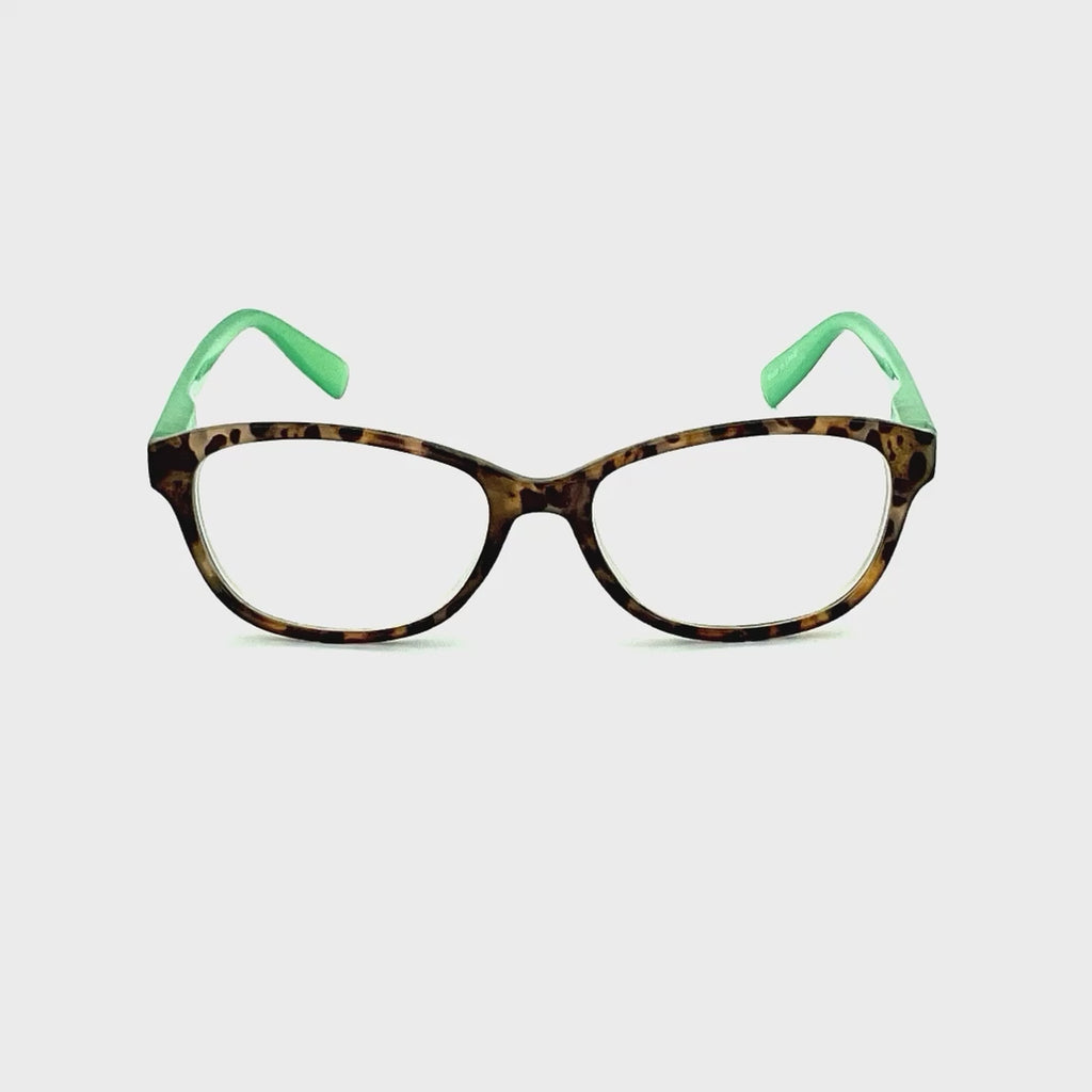 On The Nose High Power Oval Shape Spring Temple Reading Glasses up to +6.00 Green Frame