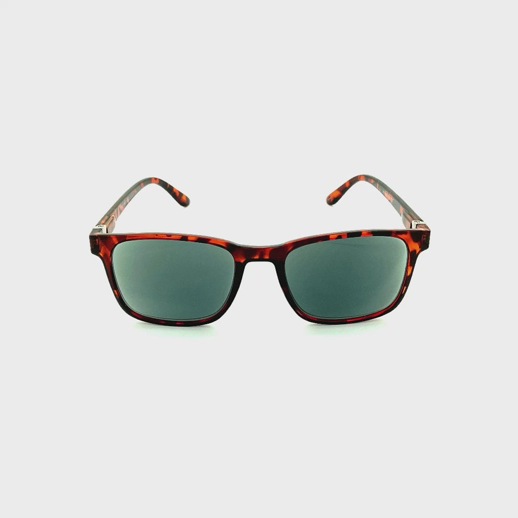 Twitchin' Fully Magnified Photochromic Square Keyhole Reading Sunglasses tortoise frame