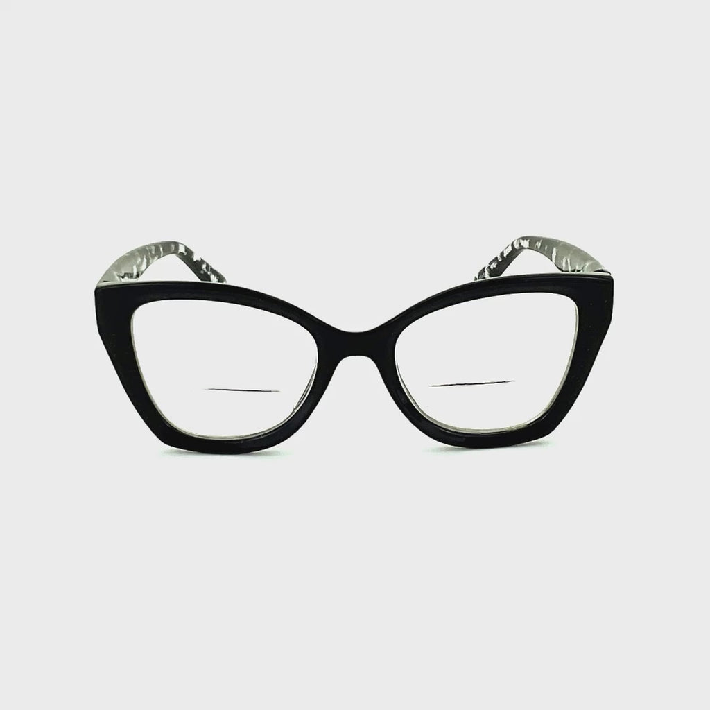 Fast Cateye Frame Clear Bifocal Reading Glasses Black Frame