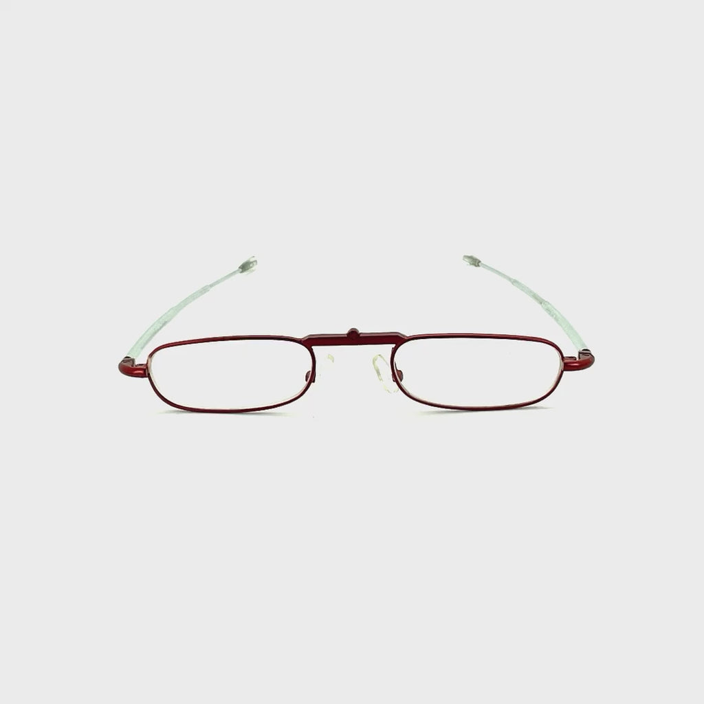 Trendies Pocket Eyes By Cinzia Oval Shape Folding Reading Glasses with Clamshell Metal Case Red